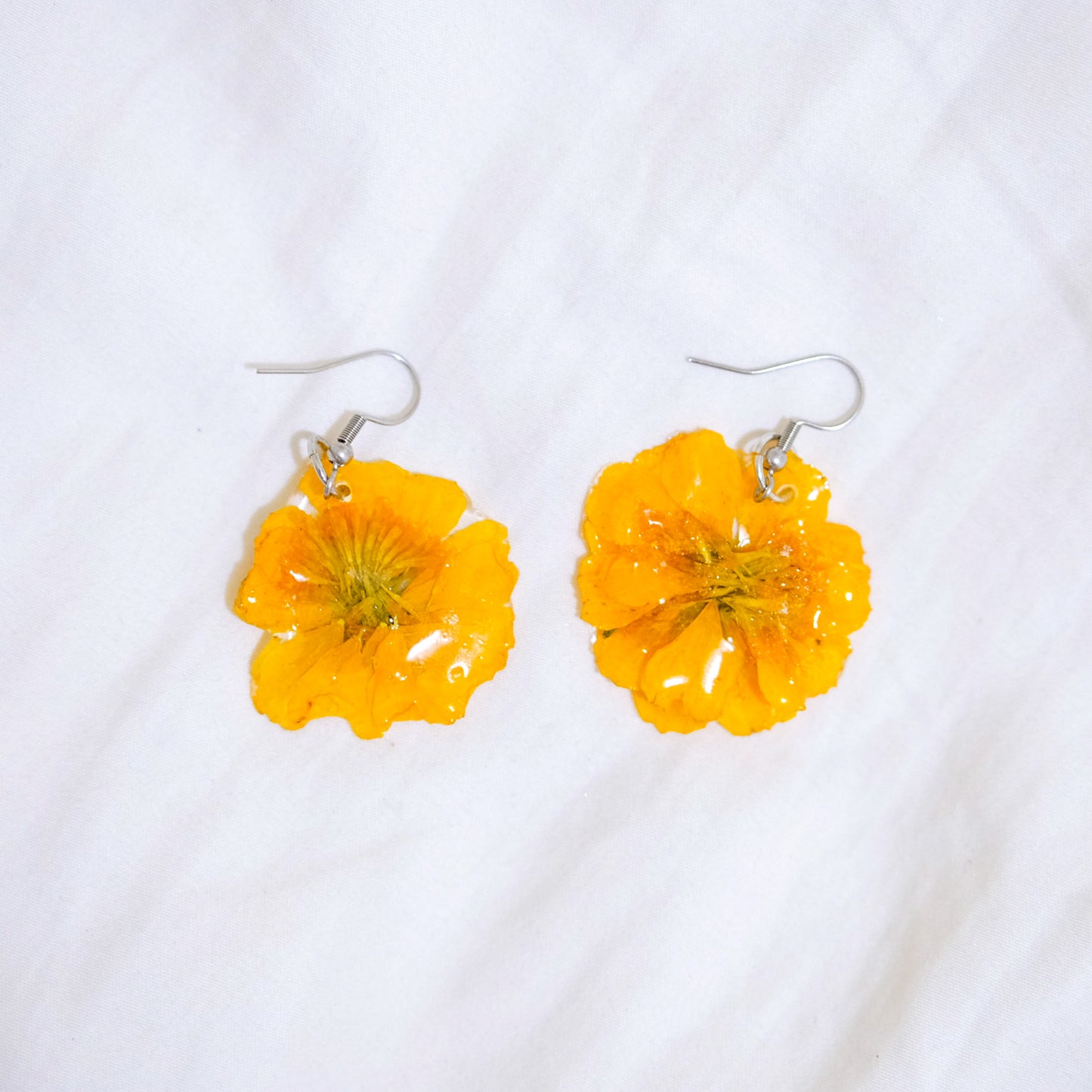 yellow cosmos preserved earrings